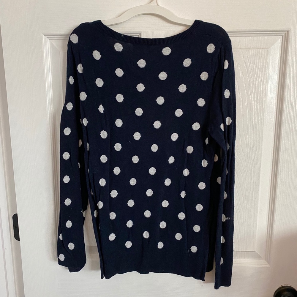 Navy blue with white polka dot sweater